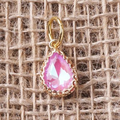 Chrystal Rosa, vergoldet mit 24K Feingold, Amulett M